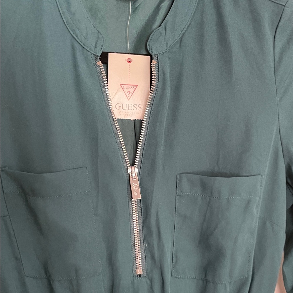 Guess Teal Long Sleeve Dress with Zipper - Picture 4 of 8